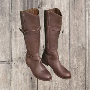 Matisse Militia Brown Leather Knee-High Block Heel Riding Boots Size 10
